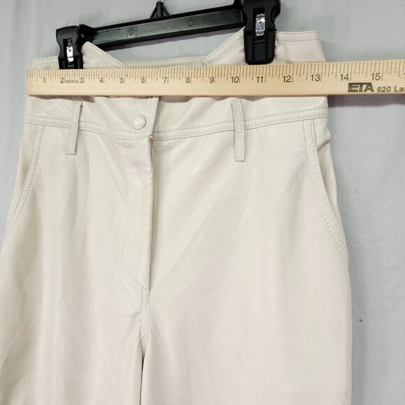 Nanushka Vegan Leather Pants Size XS Taper Ivory High Rise Pockets - Picture 4 of 16